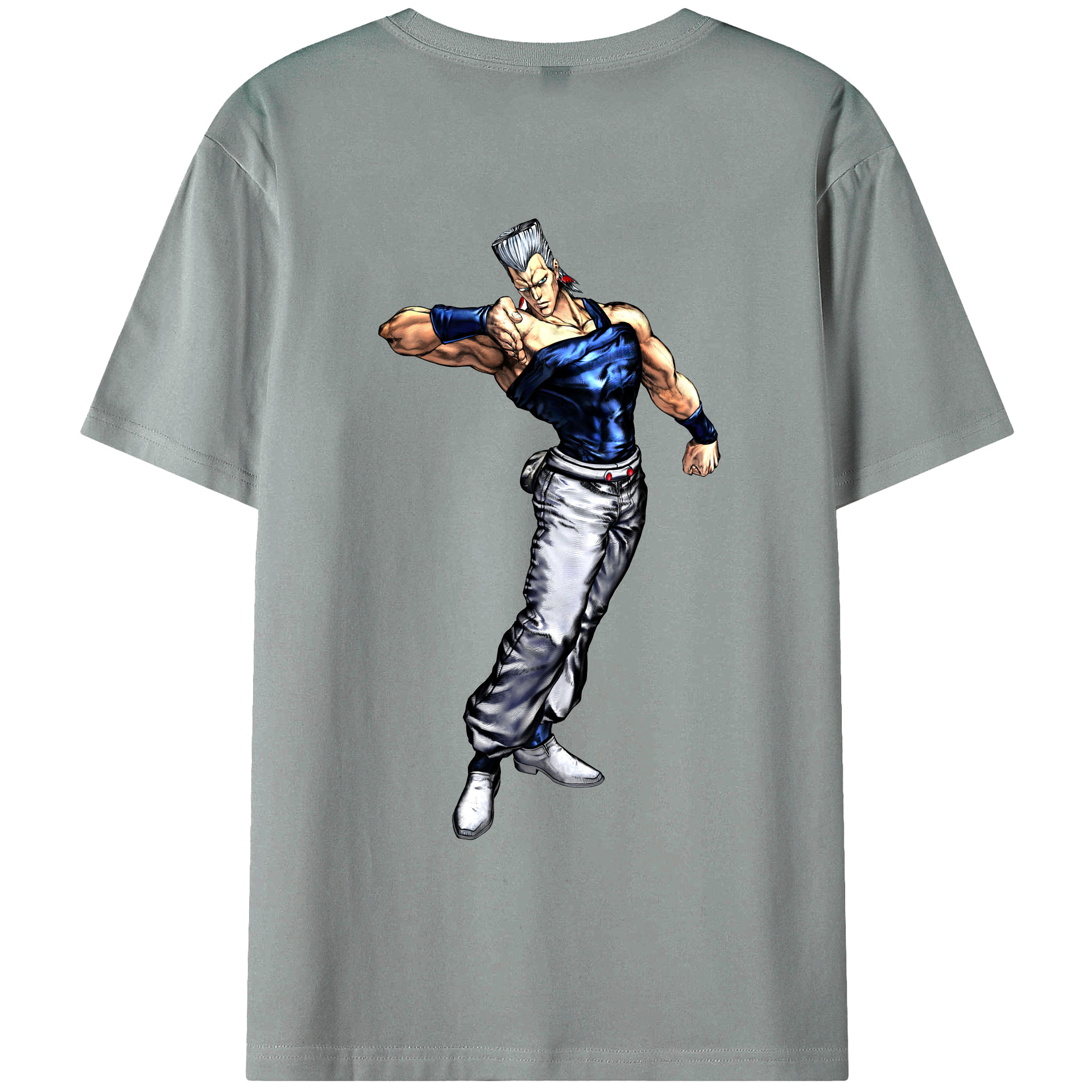 （画像用） ジョジョの奇妙な冒険 ジャン＝ピエール?ポルナレフ JoJo's Bizarre Adventure Jan Pierre Polnareff 綿100％ メンズ半袖Tシャツ（バックプリント） 通気性